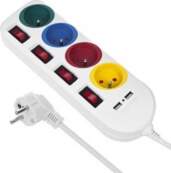 Maclean Power strip 4 sockets 2xUSB