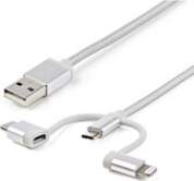 Startech USB-A to MicroUSB/USB-C/Lightning, 1m (LTCUB1MGR)
