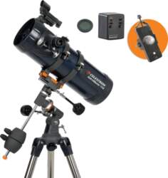 Celestron Astromaster 114EQ-MD teleskops ar telefona