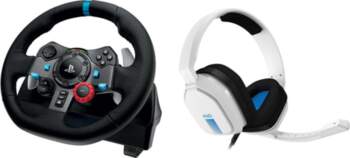 Spēļu stūre Logitech G29 + austiņas
