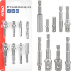 Drill socket adaptors 9el. 1/4", 3/8&quot