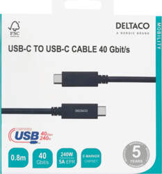 Kabelis Deltaco USBC-4008M, USB Type-C, 80