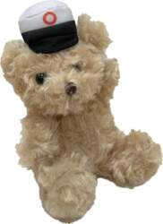 Sandy Teddy bear with red student