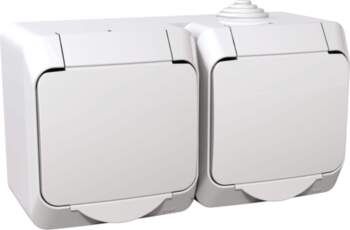 Schneider SOCKET DOUBLE IP44 WHITE CEDAR+