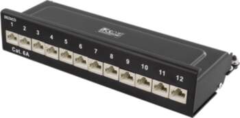 DELTACO Patch Panel, 12xRJ45, Cat6a, Wall