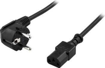 DELTACO grounded cable, angled CEE 7/7