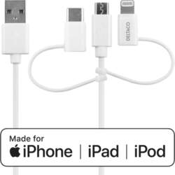 DELTACO USB-A uz 3in1, Micro USB