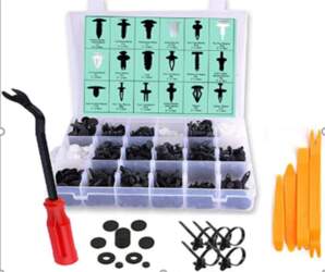 Plastic push-type clip assortment with upholster