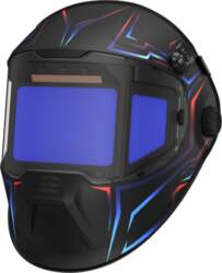 Automatic darkening panoramic welding mask with