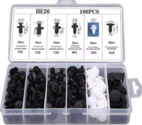 Plastic push-type clip assortment 100pcs HE26