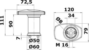 Osculati Single mushroom pushbutton f. modular