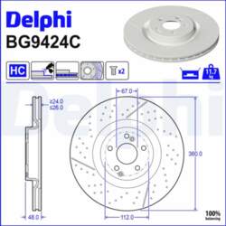 Bremžu diski DELPHI BG9424C