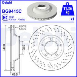 Bremžu diski DELPHI BG9415C