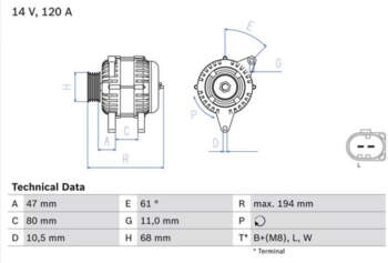 Ģenerators BOSCH 0 986 044 890