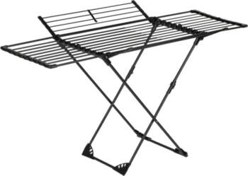 Folding, adjustable clothes drying rack, up