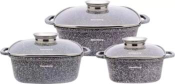 6-piece cookware set, gray marble pattern