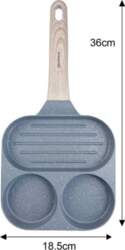 Nonstick frying pan, 3 sections, gray