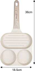 Nonstick frying pan, 3 sections, beige