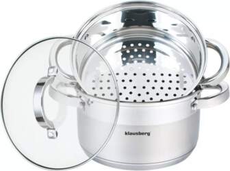 Steaming – Steamer pot, steel, 3-piece