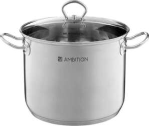 Ambition Tall pot with lid Acero