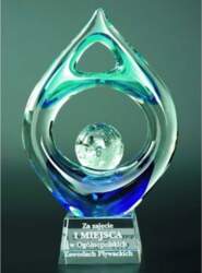 Tryumf Engraved glass trophy with case