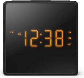 PHILIPS radio pulkstenis ar USB, melns