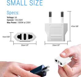 Adapters USA/EU 6A 250V