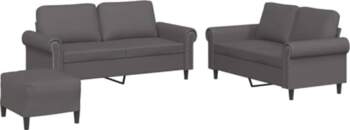 3-teiliges Sofa-Set, Kunstleder, Grau, mit Sitzsack