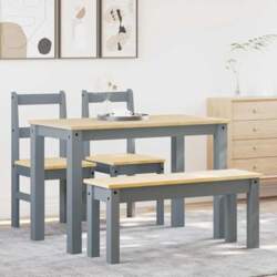 4-Piece Panama Dining Set Grey Solid