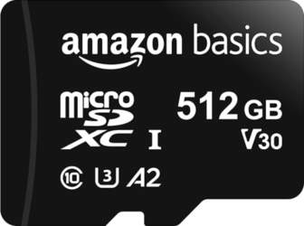 Amazon Basics MicroSDXC 512GB ar SD