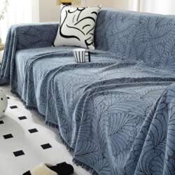 Chenille Sofa Throw Blanket, Plant Leaf