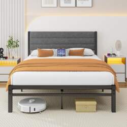 Double Bed Frame with Storage Upholstered