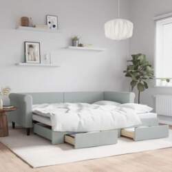 Extendable Day Bed with Drawers, Light