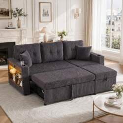 Extendable Sofa Bed with Footstool, Cord