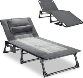 Folding Sun Lounger with Adjustable Backrest