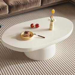 Guyii Modern White Coffee Table Oval