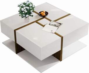 HAINEW Modern Coffee Table Square Functional
