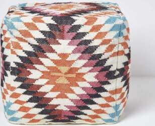 Homescapes Boho Pouf Pink and Orange