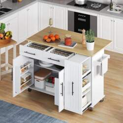 Kitchen Island with Folding Worktop, Kitchen