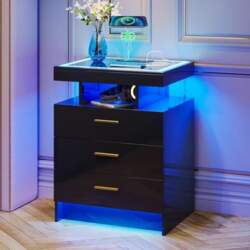 Lvifur LED Bedside Table with Charging