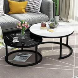 Marble Effect Stackable Coffee Table Set