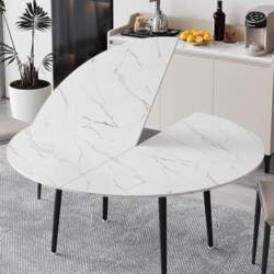 Marble Pattern Wooden Folding Dining Table