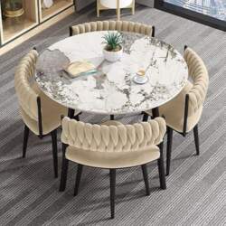 Modern 5-Piece Round Dining Table Set