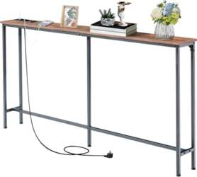 Narrow Console Table with Charging Station