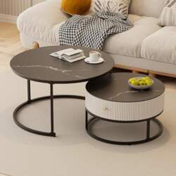 Nesting Round Coffee Tables with Storage