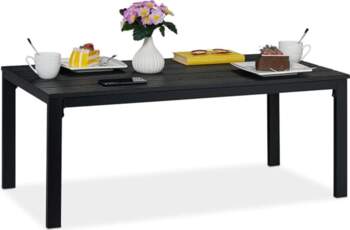 Relaxdays Rectangular Garden Table, Wood Look