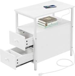 Relaxdays Side Table with Sockets, USB