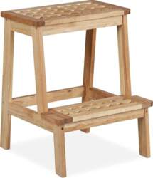 Relaxdays Step Stool Walnut Wood 2