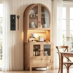 ROCSUMOO Curved Kitchen Cabinet with Worktop
