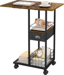 Rolling C-Shaped Side Table with Wheels
